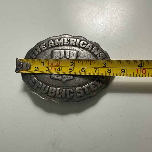 The Americans Republic Steel Bicentennial Forged 3.5 x 2.5” Silvertone Buckle - Picture 3 of 4